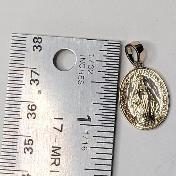 Miraculous Virgin Mary 18K Gold Plated Religious Oval Medal Pendant by ISJ - Picture 7 of 7